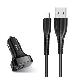 USAMS Ładowarka samochodowa 2xUSB C13 2.1A microUSB czarny NTU35MC13TZ