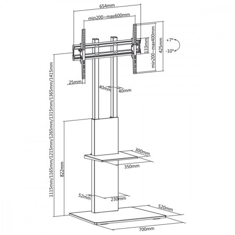 Maclean Stand do telewizora na kółkach Wózek MC-865