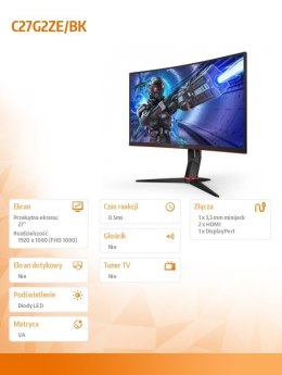 AOC Monitor C27G2ZE 27 VA 240 Hz Curved HDMIx2 DP