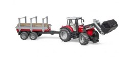 BRUDER Pojazd Traktor Massey Ferguson z przyczepą