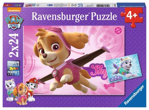 Ravensburger Polska Puzzle 2x24 elementy Psi Patrol Skye i Everest