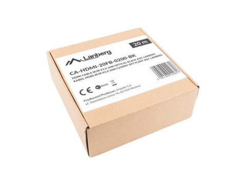 Lanberg Kabel HDMI M/M v2.0 CA-HDMI-20FB-0200-BK 20m czarny