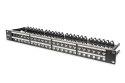 Digitus Modułowy panel krosowy (patch panel) o dużej gęstości połączeń, 19" 48x keystone, ekranowany, 1U, Czarny