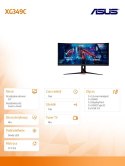 Asus Monitor 34 cale XG349C ROG STRIX UWQHD 144/180Hz IPS DP HDMI USB-C KVM 1900R Głośnik