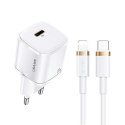 USAMS Ładowarka sieciowa 1xUSB-C T36 20W + kabel Lightning PD 3.0 Fast Charging