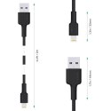 AUKEY CB-AL05 nylonowy kabel Quick Charge Lightning-USB | 2m | certyfikat MFi Apple