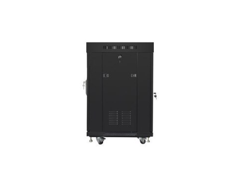 Lanberg Szafa instalacyjna Rack stojąca 19 15U 600X600 czarna, drzwi sklane (flat pack)