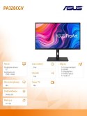 Asus Monitor 32 cale PA328CGV PROART IPS WQHD 165Hz 100% sRGB HDR600 100MLN:1 600cd/m2 HDMI DP USB USB-C Głośnik PIVOT