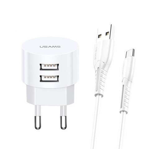 USAMS Ładowarka sieciowa T20 2xUSB 2,1A Kabel USB-C