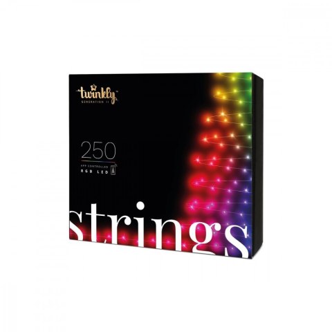 TWINKLY Inteligentne lampki choinkowe Strings 250 RGB LED, łańcuch, przezroczysty przewód, 20 m, IP44