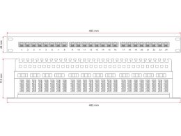 ALANTEC Patch panel UTP kat.5e 24 porty LSA z półką 1U