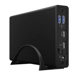 IcyBox Obudowa IB-382H-C31 2,5/3,5 HDD z wbudowanym HUB 1xUSB-C, 2xUSB -A, 12V2A