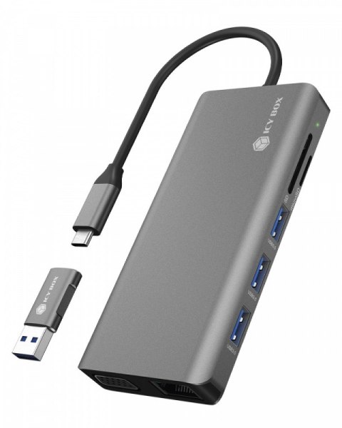 IcyBox Stacja dokująca IB-DK4070-CPD 12w1,2xHDMI,AUDIO,CR,VGA