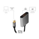 LogiLink Adapter mDP do HDMI 4K 60Hz, aluminium 0.15m