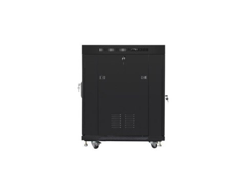 Lanberg Szafa instalacyjna RACK stojąca 19 15U 800X1000 czarna drzwi szklane LCD (FLAT PACK)