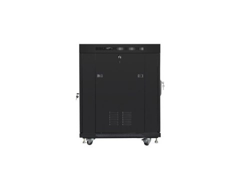 Lanberg Szafa instalacyjna RACK stojąca 19 15U 800X1000 czarna drzwi szklane LCD (FLAT PACK)