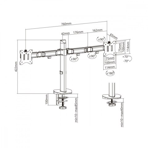 Maclean Uchwyt przegubowy na dwa monitory deluxe Ergo Office ER-449