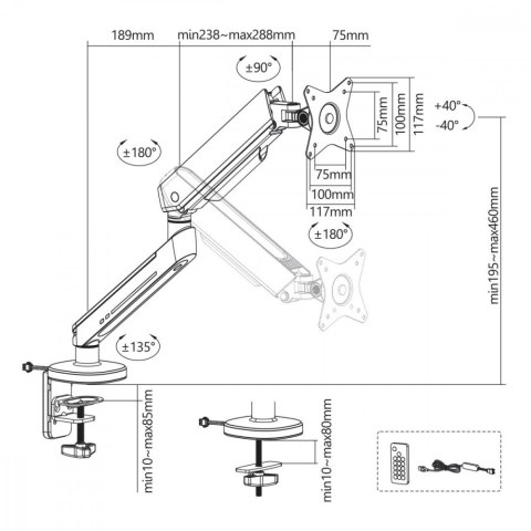 Maclean Uchwyt monitora gamingowy RGB LED NanoRS RS165