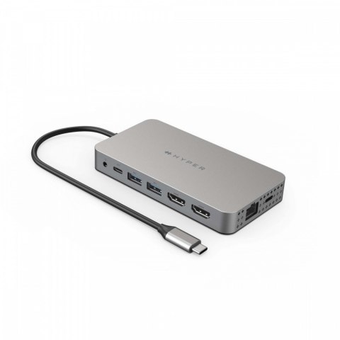 HyperDrive Hub Hyper HD Dual HDMI 10-in-1 2x 4K HDMI, USB-C 100W Power Delivery, Micro SD, SD, Gigabit Ethernet, AudioJack