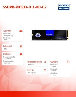 GOODRAM Dysk SSD PX500-G2 1TB M.2 PCIe 3x4 NVMe 2280