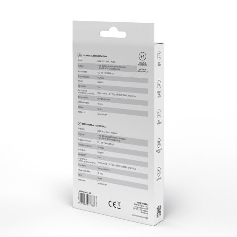 Savio Hub AK-58 3-portowy USB-A 3.1 Gen 1 z adapterem RJ-45 Gigabit Ethernet