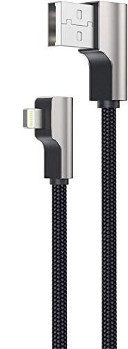 AUKEY CB-AL01 OEM kabel 90° Lightning - USB-A 2m MFi Apple kątowy wtyki 90 stopni nylonowy oplot czarny