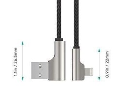 AUKEY CB-AL01 OEM kabel 90° Lightning - USB-A 2m MFi Apple kątowy wtyki 90 stopni nylonowy oplot czarny