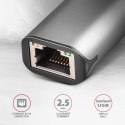 AXAGON ADE-25R Karta sieciowa 2.5 Gigabit Ethernet, Realtek 8156, USB-A 3.2 Gen 1, automatyczna instalacja, szara