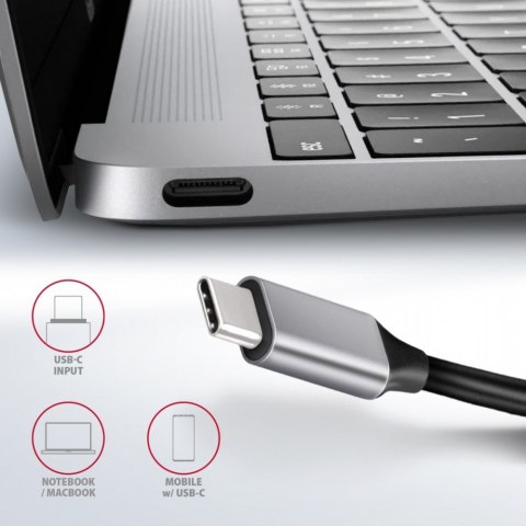 AXAGON HMC-6GL Wieloportowy hub USB 6in1, 5Gbps, 3x USB-A, HDMI 4K/30Hz, GLAN, PD 100W, 20cm USB-C kabel