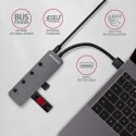 AXAGON HUE-MSA Hub 4-portowy USB 3.2 Gen 1 switch, metalowy, 20cm USB-A kabel, microUSB dodatkowe zasilanie