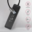 AXAGON HUE-MSA Hub 4-portowy USB 3.2 Gen 1 switch, metalowy, 20cm USB-A kabel, microUSB dodatkowe zasilanie