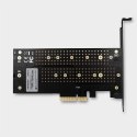 AXAGON PCEM2-D Adapter wewnętrzny PCIe x4, 1x M.2 NVMe M-key + 1x SATA B-key slot, SP & LP