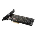 AXAGON PCEM2-DC Adapter wewnętrzny PCIe x4, 1x M.2 NVMe M-key + 1x SATA B-key slot, chłodnica, SP & LP + radiator