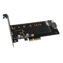 AXAGON PCEM2-DC Adapter wewnętrzny PCIe x4, 1x M.2 NVMe M-key + 1x SATA B-key slot, chłodnica, SP & LP + radiator