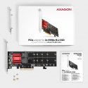 AXAGON PCEM2-ND Kontroler PCIe x 8, 2x slot M.2 NVMe M-key RAID wsparcie dla płyt bez bifurkacji, w zestawie, SP & LP