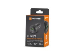 Natec Ładowarka samochodowa Coney 1x USB 1x USB-C QC 3.0 48W Czarna