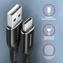 AXAGON BUCM-AM10AB Kabel USB-C - USB-A, 1.0m USB 2.0, 3A, ALU, oplot Czarny