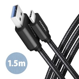 AXAGON BUCM3-AM15AB Kabel USB-C - USB-A, 1.5m, USB 3.2 Gen 1 3A, ALU, oplot, czarny