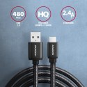 AXAGON BUMM-AM15AB Kabel MicroUSB - USB-A, 1.5m, USB 2.0, 2.4A, ALU, oplot, Czarny