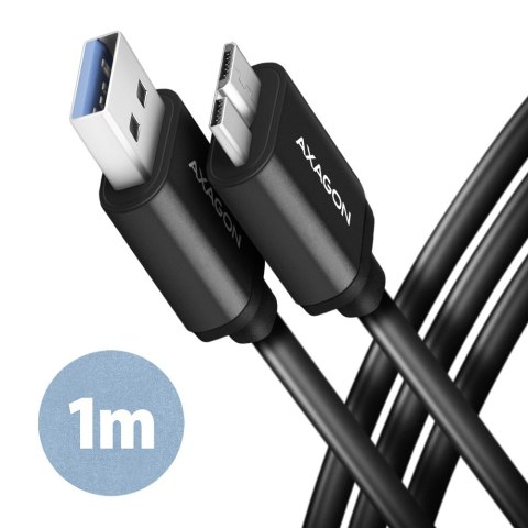 AXAGON BUMM3-AM10AB Kabel Micro-B USB USB-A 3.2 Gen 1, 1m, 3A, ALU, PVC Czarny