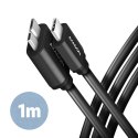 AXAGON BUMM3-CM10AB Kabel Micro-B USB, USB-C 3.2 Gen 1, 1m, 3A, ALU, PVC Czarny