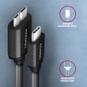 AXAGON BUMM3-CM10AB Kabel Micro-B USB, USB-C 3.2 Gen 1, 1m, 3A, ALU, PVC Czarny