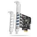 AXAGON PCEU-43RS Kontroler PCIe 4x port USB 3.2 GEN 1, UASP, chipset Renesas, 15-pin SATA zasilacz