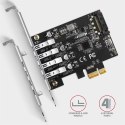 AXAGON PCEU-43RS Kontroler PCIe 4x port USB 3.2 GEN 1, UASP, chipset Renesas, 15-pin SATA zasilacz