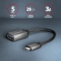 AXAGON RUCM-AFAC Kabel adapter USB 3.2 Gen 1 Type-C samiec -> Type-A żeńska, 0,2m, 3A, ALU