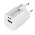 EverActive Ładowarka USB/USB-C QC3.0 30W technologia GaN Biała