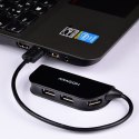 AXAGON Hub HUE-X4B 4-portowy USB 2.0 kabel 20cm Czarny