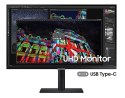 Samsung Monitor 27 cali ViewFinity S80UA IPS 3840x2160 UHD 16:9 1xHDMI 1xDP 1xUSB-C 90W 3xUSB 3.0 LAN 5ms PinP/PbyP 60Hz HAS+PIV głośnik