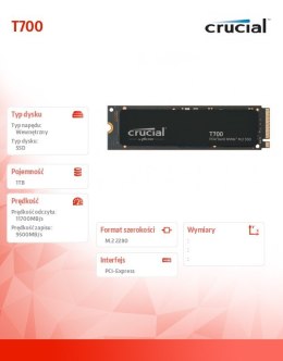 Crucial Dysk SSD T700 1TB M.2 NVMe 2280 PCIe 5.0 11700/9500