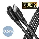 AXAGON BUCM32-CF05AB Kabel przedłużacz Gen2 USB-C - USB-C 0.5m, 5A, 20Gbps, PD 240W, oplot